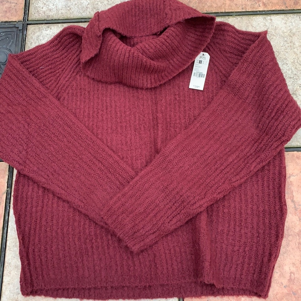 Garage Burgundy Red Turtleneck Knit Sweater